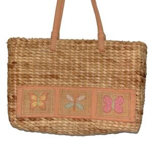 Vtg Butterfly Purse Cornhusk Handbag Bohemian Bag  Feminine Y2K Summer Girly